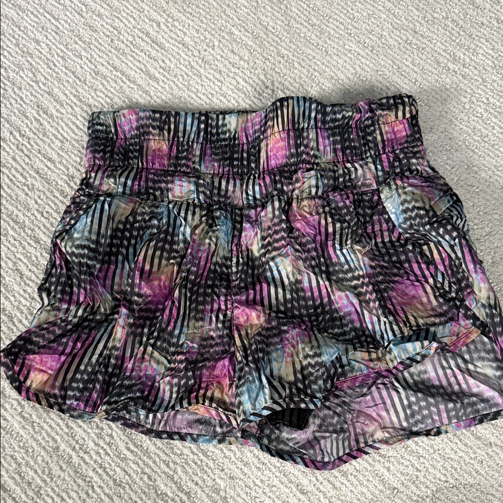 Free People Black and Purple Striped Women's Shorts